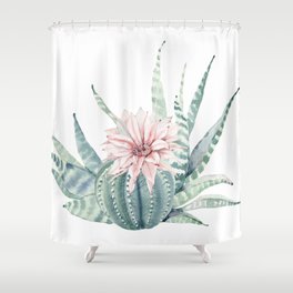 Petite Cactus Echeveria Shower Curtain