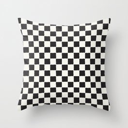 Checkered Black and Natural (small) Throw Pillow