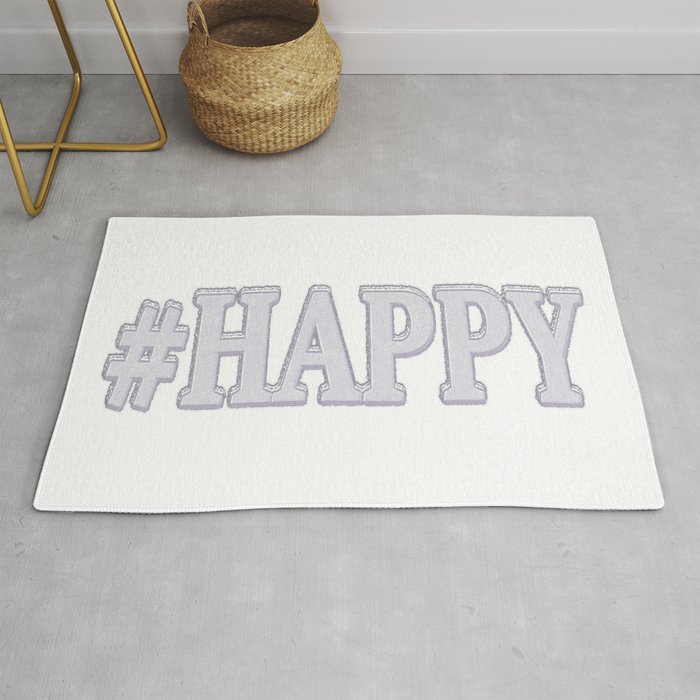 Cute Expression Design "#HAPPY". Buy Now Rug