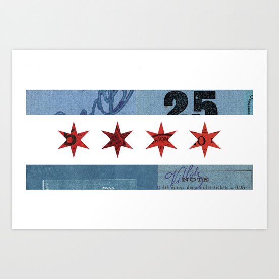 Ephemeral Chicago Flag Art Print