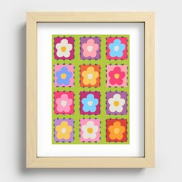 Flower pattern tiles Recessed Framed Print