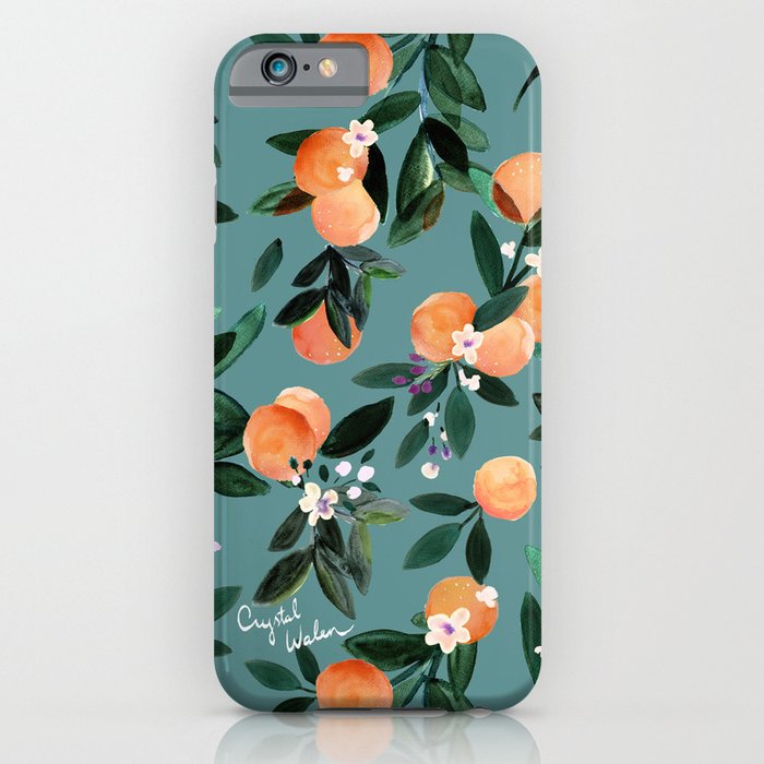 dear clementine - oranges teal by crystal walen iphone case