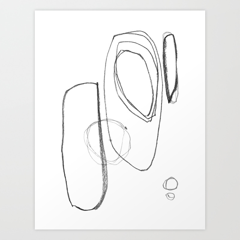 Minimalist Geometric Abstract Line Drawing Mid Century Modern