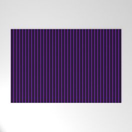 [ Thumbnail: Indigo & Black Colored Striped/Lined Pattern Welcome Mat ]