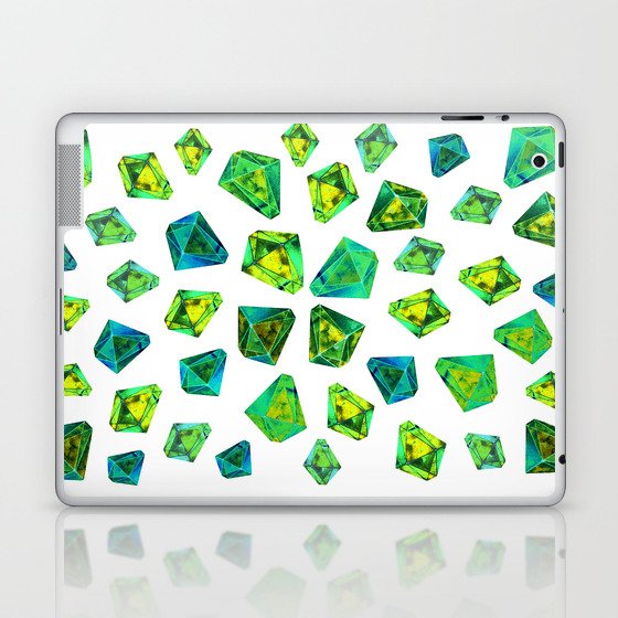 Green beautiful hand drawn gems. Laptop & iPad Skin
