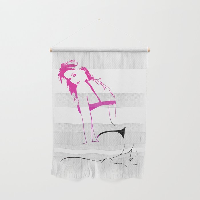 Naked woman, curvy female body, woman in bikini minimal artwork Wall Hanging