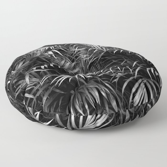 Palm Leaves | Black & White Pattern | Tropical Plants | Rainforest Photography | Jungle Floor Pillow