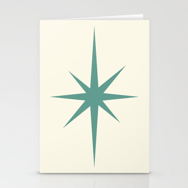Teal and Cream Mid Century Starburst Stationery Cards