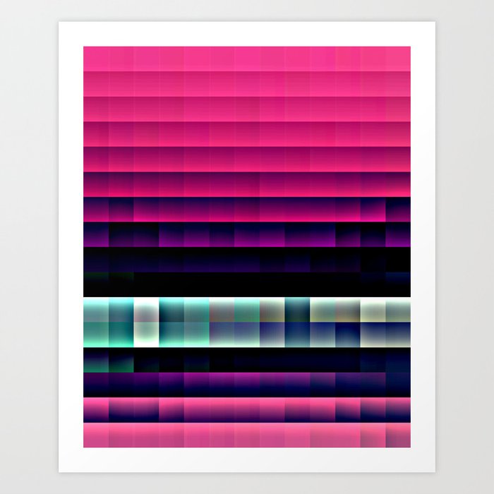 Hot Pink Pixels Art Print