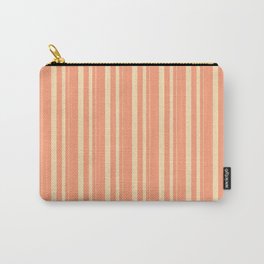 [ Thumbnail: Beige & Light Salmon Colored Pattern of Stripes Carry-All Pouch ]