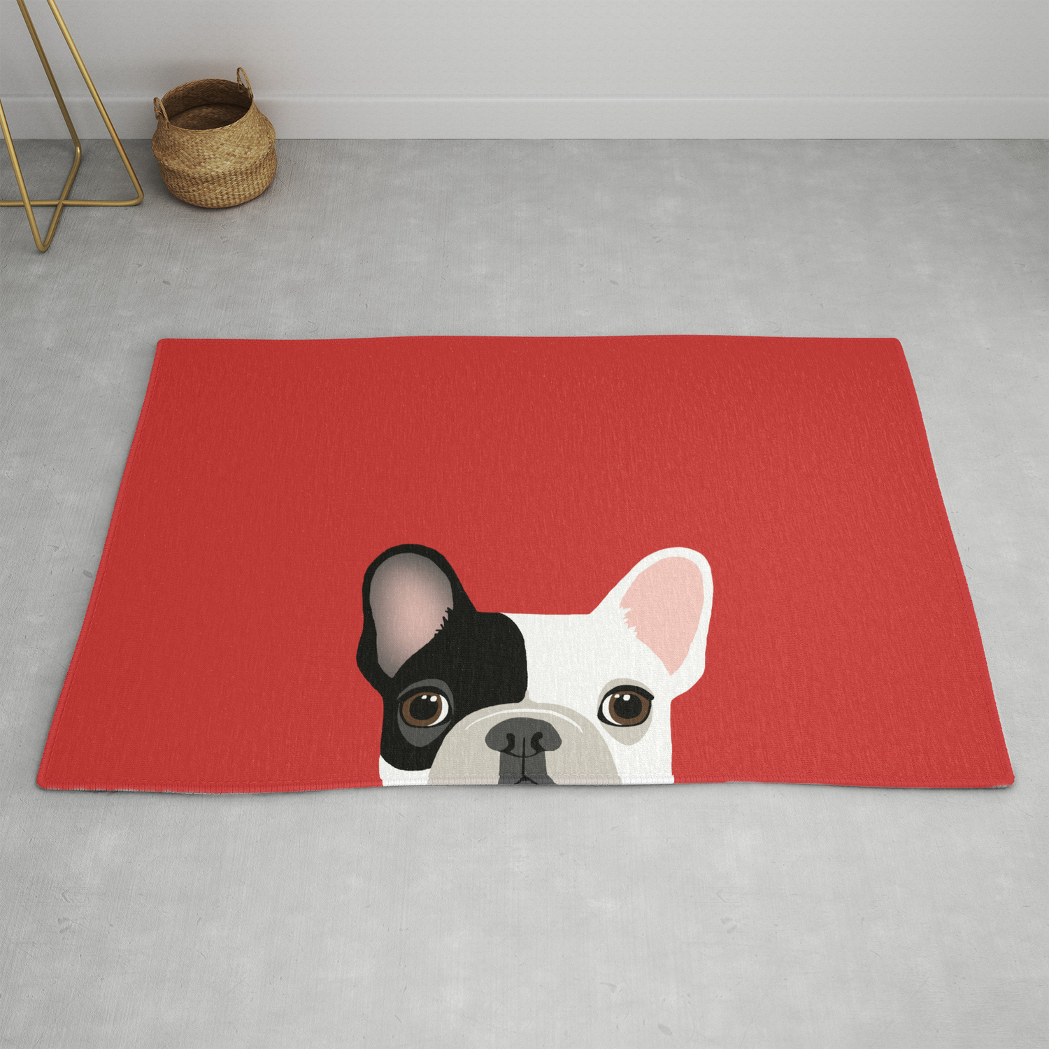 ALAZA Funny French Bulldog Donut Polka Dots Area Rug Rugs for Living Room Bedroom 5'3x4'