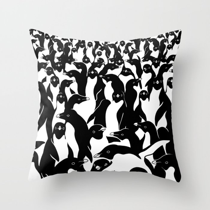 meanwhile penguins Throw Pillow