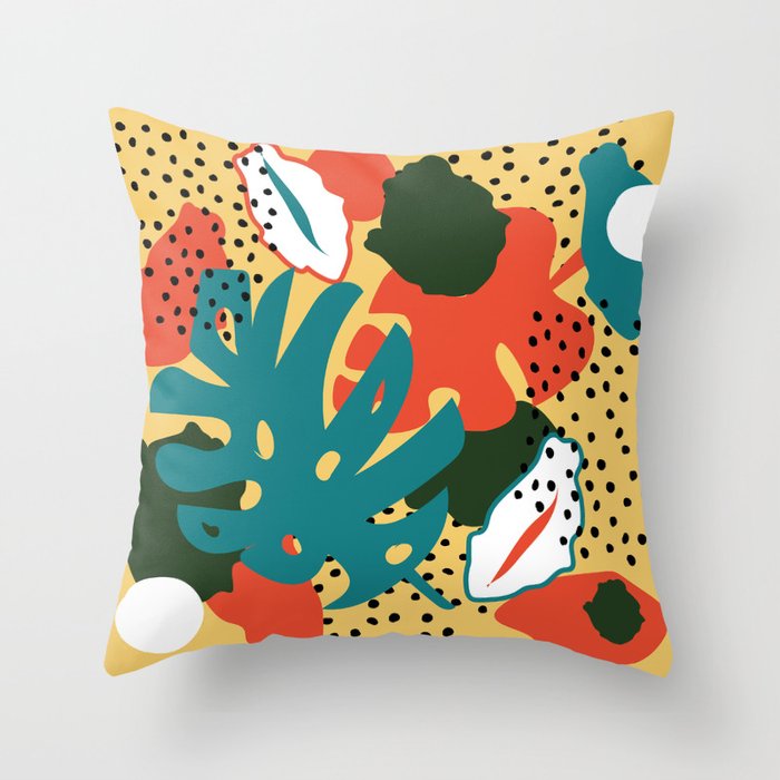 Abstract trendy hipster floral pattern Throw Pillow