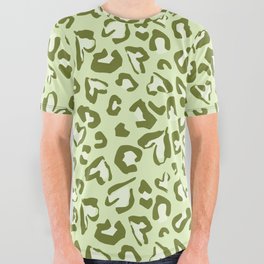 Green Valentines Hearts Cheetah Spots Wild Animal Print Home Trend All Over Graphic Tee