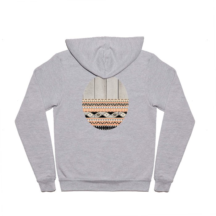 Peach Coral Andes Abstract Aztec Tribal Gray Wood Hoody