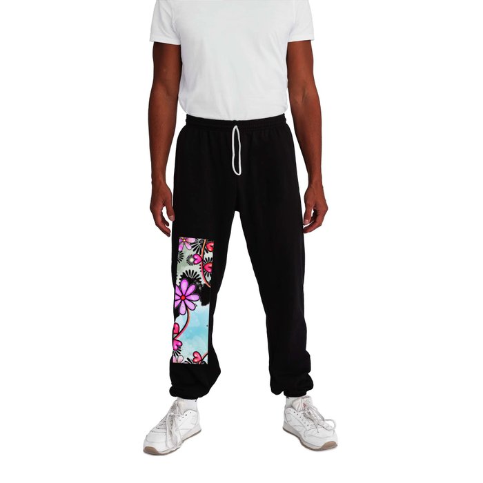 Watercolor Doodle Floral Collage Pattern 01 Sweatpants