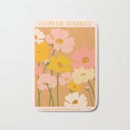Flower Market - Ranunculus #1 Bath Mat | Painting, Orange, Market, Flowers, Illustration, Boho, Pink, Curated, Vintage, Fall 