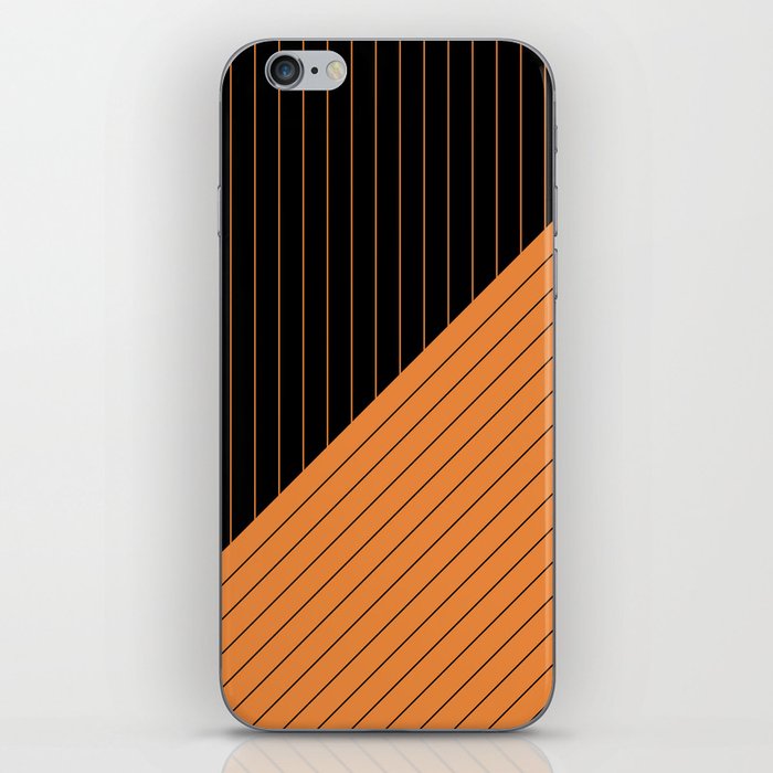 Elegant Pinstripes and Triangles Black Orange iPhone Skin