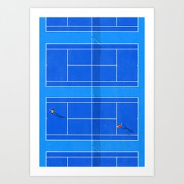 Blue Tennis Courts From Above  Art Print
