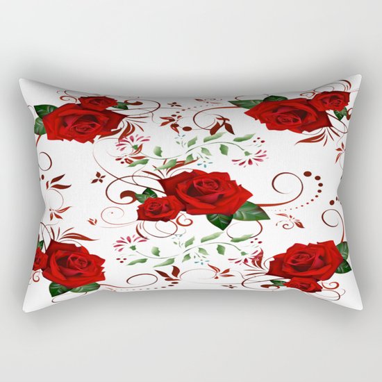 Enchanted Red Rose Abstract Rectangular Pillow