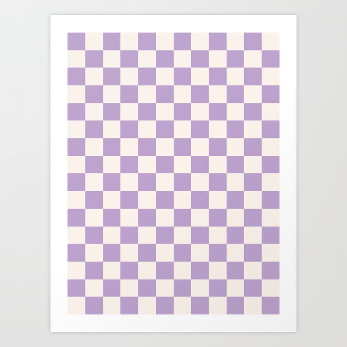 Check Checkered Purple Lilac Lavender Checkerboard Geometric Square Grid Pattern Boho Modern Minimal Art Print