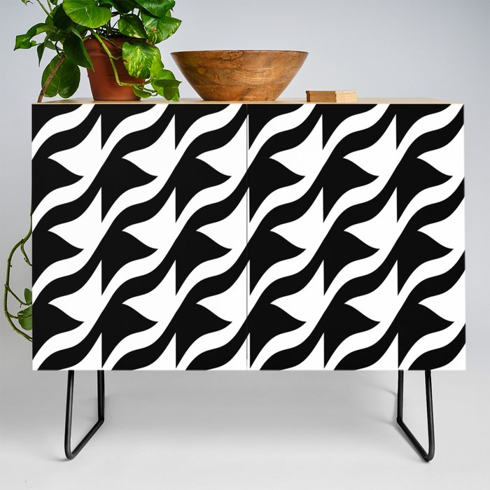 BLACK AND WHITE Geometric Pattern Background Credenza
