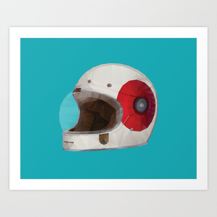 Bell Bullitt Cafe Racer Helmet Polygon Art Art Print