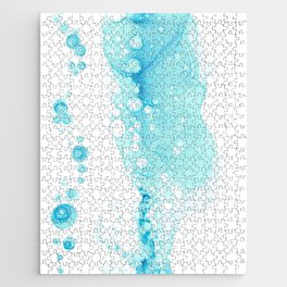 Light Ocean Blue bubbles Abstract 4222 Alcohol Ink Painting by Herzart Jigsaw Puzzle