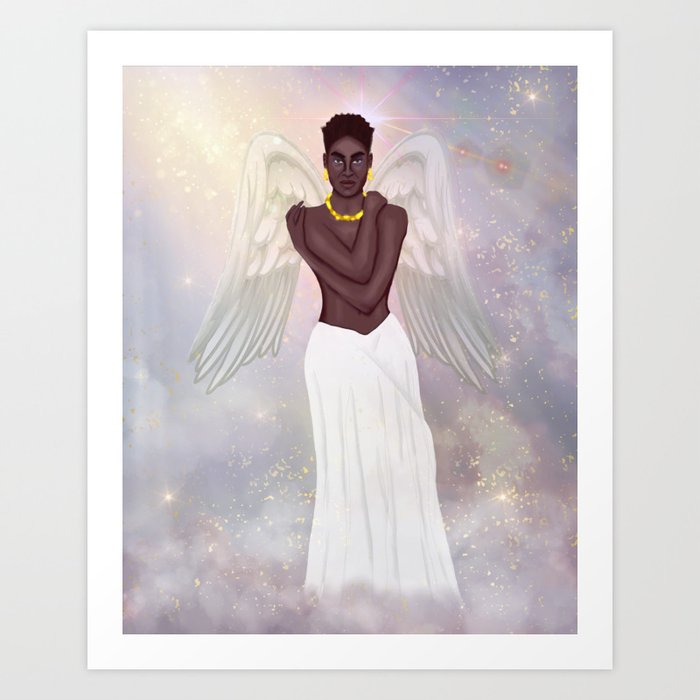 Beautiful Black Angel  Art Print