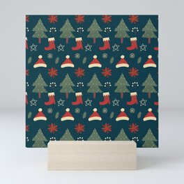 Christmas Pattern Retro Classic Items Mini Art Print