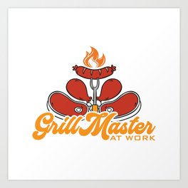 Grill Master At Work BBQ Art Print