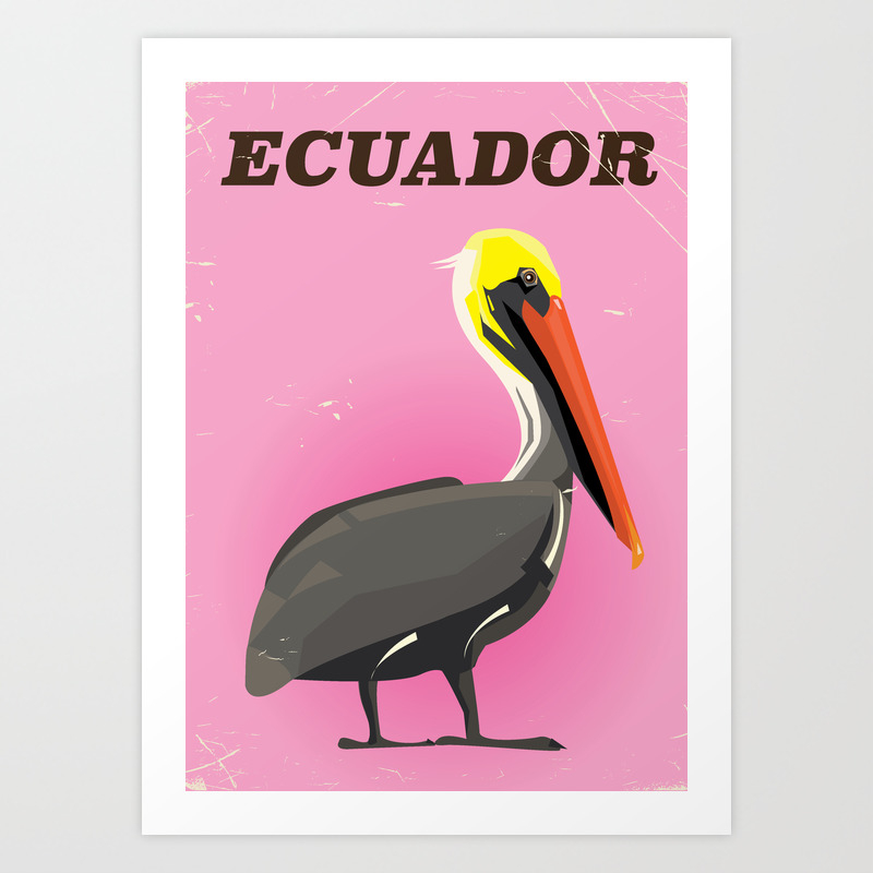 Ecuador Pelican Vintage Travel Poster Art Print By Nicholasgreen Society6