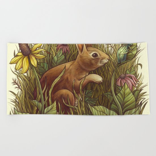 The Cottontail and the Katydid Beach Towel