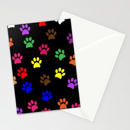 Colorful Paw Prints Stationery Cards