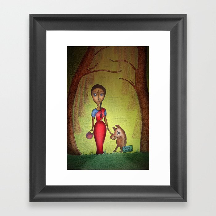 Red Riding Hood and the Little Bad Wolf Framed Art Print