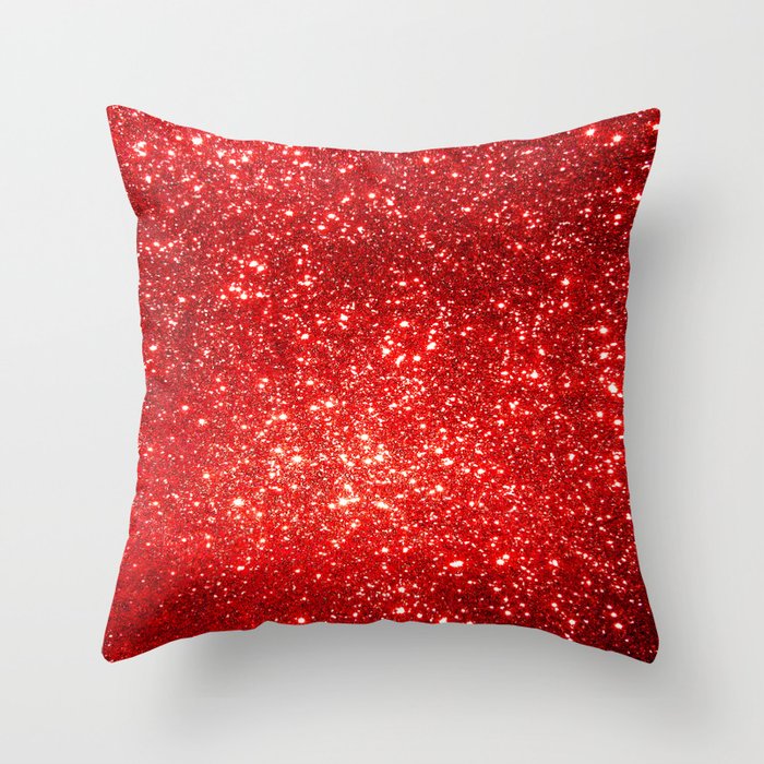 Red Glitter Trendy Collection Throw Pillow