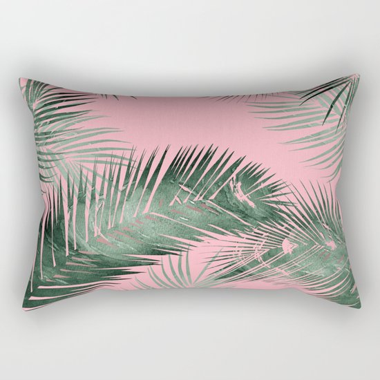 pinK!, tropical leaves!! Rectangular Pillow