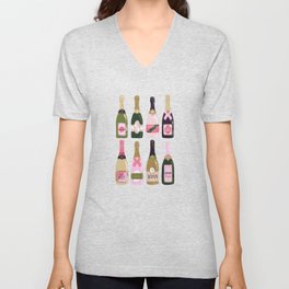 French Champagne Collection – Pink & Green V Neck T Shirt