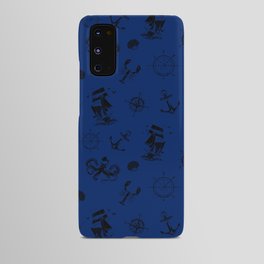 Blue And Black Silhouettes Of Vintage Nautical Pattern Android Case