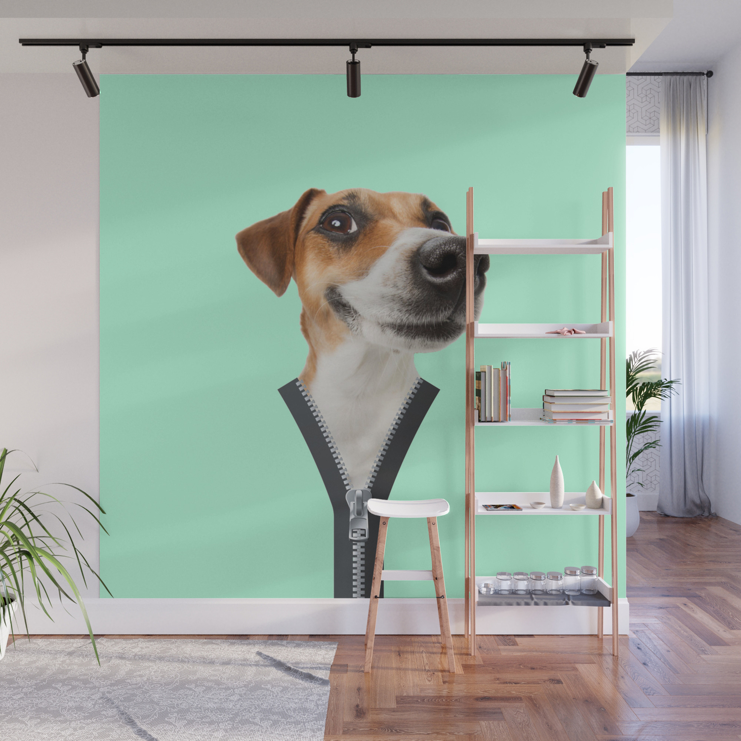 Happy Dog With Zipper Wall Mural By Lindastaf Society6