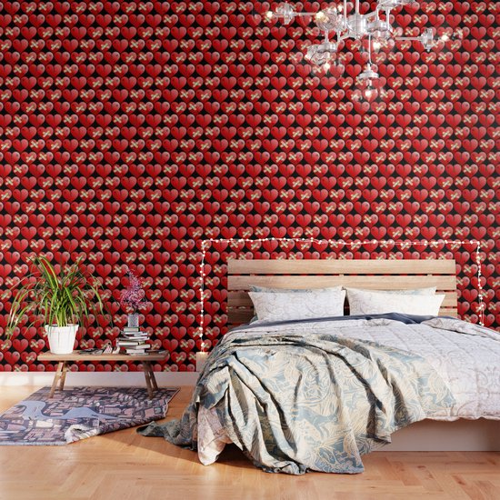 Broken Heart Pattern Black Wallpaper By B0rwear Society6