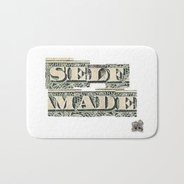 SELF MADE Script Bath Mat | Script, Money, Dinero, Work, Motto, Yuan, Cream, Entrepreneur, Cash, Yen 