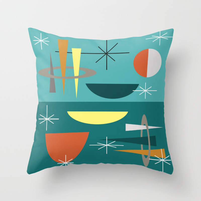 Turquoise Mid Century Modern Throw Pillow By Zennykenny Society6 Mid Century Modern Throw Pillow