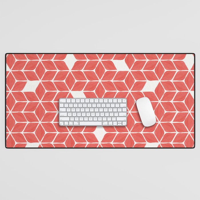 Poinsettia Stars – Retro Red Desk Mat