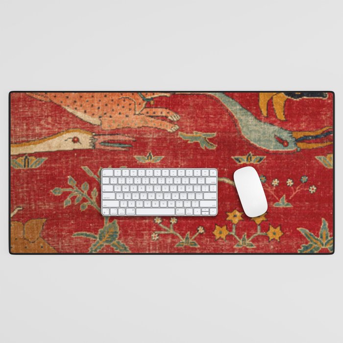 Animal Grotesques Mughal Carpet Fragment Digital Painting Desk Mat