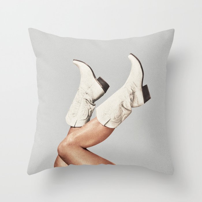 These Boots - Silver Gray Throw Pillow