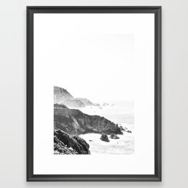 Minimal California Coast Print, Black and White Photography, Coastal Art, Big Sur, California Prints, Travel Photography Framed Art Print