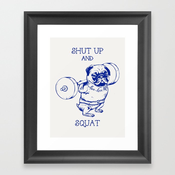 Pug Squat Framed Art Print