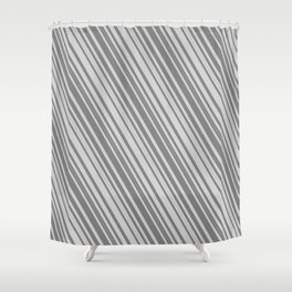 [ Thumbnail: Grey & Light Gray Colored Stripes/Lines Pattern Shower Curtain ]