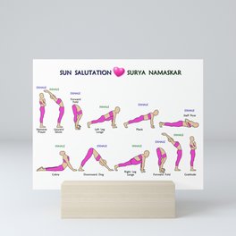 Surya Namaskar, Sun Salutation, Twelve Yoga Asanas In Sequence Mini Art Print